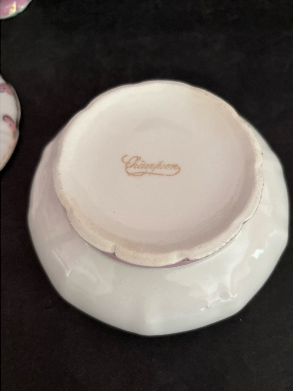 Victorian Vanity Set Pink &White Porcelain Champion Powder Dish & Pitcher - Picture 8 of 15